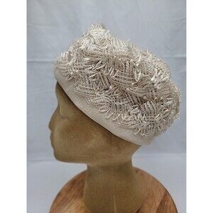 Womens Vintage 1950's Valerie Modes Straw Hat Ivory Colored